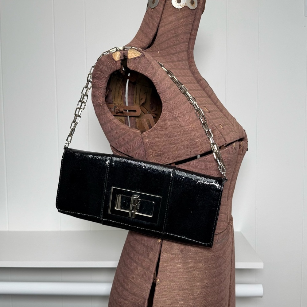 Vintage Banana Republic Faux Patent Leather Baguette Handbag